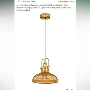 Farmhouse Pendant Lighting Industrial Hanging  Light with Metal Dome Shade Gold